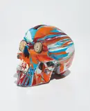 Damien Hirst, The Hours Spin Skull, 2009, Gloss enamel paint in colors, on a plastic skull, with inset watch faces, lacking The Hours album