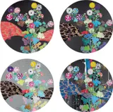 Kansei: Fresh blood; Kansei: Wildflowers Glowing in the Night; Korin: Flowers; and Korin: Stellar River in the Heavens by Takashi Murakami, 2014-15, Four offset lithographs in colors, on smooth wove paper, the full sheets, sold Oct 2019
