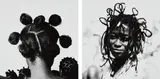 J. D. 'Okhai Ojeikere, Mkpuk Eba and Coiling Penny Penny, 1974, Two gelatin silver prints, printed 2013