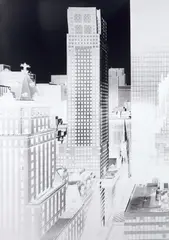 Vera Lutter, 745 Fifth Avenue, New York City: September 29, 1995, Unique gelatin silver print, mounted on canvas