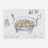 Daniel Spoerri, Minced $ Soup, offset lithograph in colors with collaged dollar bills