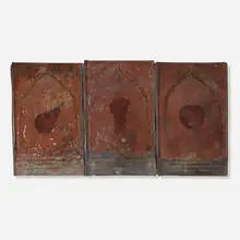 Vincent Gallo, Three Red Heads (triptych), 1986, mixed media on metal