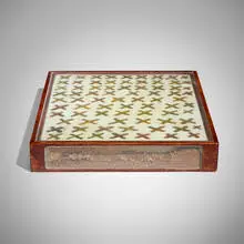Kim Dingle, Coffee Table Paintings, wood, glass, oil on wood, sand