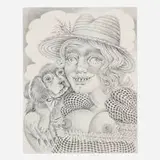 Rebecca Morgan, Girl with Puppies, 2017, graphite on paper