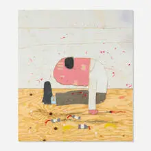 Kirk Hayes, Artist Action Figure, oil and oil stick on wood panel