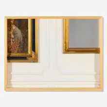 Ron Gilad, Drawing No. 5, 2009, oil on canvas, painted and wood gilt assemblage, mirror, glass, basswood