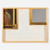 Ron Gilad, Drawing No. 5, 2009, oil on canvas, painted and wood gilt assemblage, mirror, glass, basswood