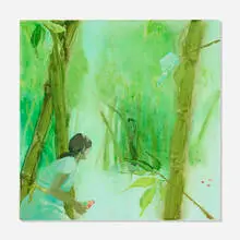Laura Ball, Bamboo Hunt (At the Huntington), 2006, watercolor and acrylic on canvas