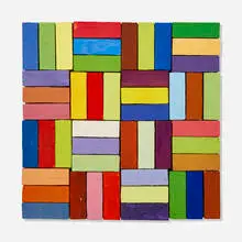 48 Color Bricks by Carlos Estrada-Vega, c. 1996, oil on canvas with magnetic inserts affixed to steel plate, sold Aug 2026