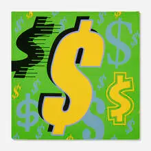 Steve Kaufman, Dollar Sign, screenprint in colors on canvas