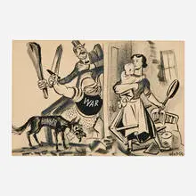 William Gropper, High Cost of Living (Mother and Child), charcoal and ink on paper