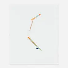 Henrik Eiben, Keep Your Eyes Peeled, 2013, watercolor, lacquer, fabric and Popsicle stick on paper