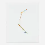 Henrik Eiben, Keep Your Eyes Peeled, 2013, watercolor, lacquer, fabric and Popsicle stick on paper