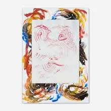 Will Benedict, Mozzarella Lip, 2015, gouache on canvas with foamcore in artist's frame