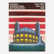 Roger Brown, Navy Pier exhibition poster, 1986, collotype in colors