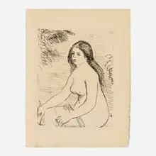 Pierre-Auguste Renoir, Femme nue assise (from Théodore Duret's Histoire des peintres impressionnistes), c. 1906, soft-ground etching