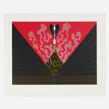 The Triumph of the Courtesan by Erté, 1987, embossed screenprint in colors, sold Jul 2026