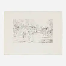 Childe Hassam, Bowling on the Green (or Washington at Mt. Vernon) (from The Bicentennial Pageant of George Washington portfolio), etching