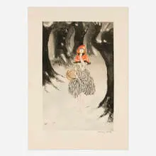 Louis Icart, Red Riding Hood, 1927, etching and aquatint in colors