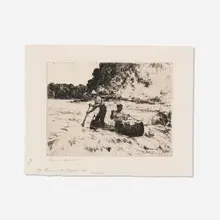 Running the Rapids by Frank Weston Benson, 1927, etching, sold Jul 2026
