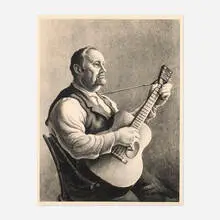 Thomas Hart Benton, The Hymn Singer (Burl Ives), 1950, etching