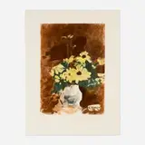 Georges Braque, Vase de fleurs jaunes, c. 1955, etching in colors on BFK Rives