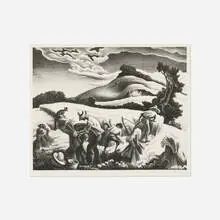 Cradling Wheat by Thomas Hart Benton, 1939, lithograph, sold Jul 2026