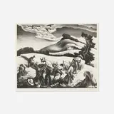 Cradling Wheat by Thomas Hart Benton, 1939, lithograph, sold Jul 2026