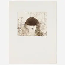 Jim Dine, Self-Portrait in a Flat Cap (weeds), 1974, etching