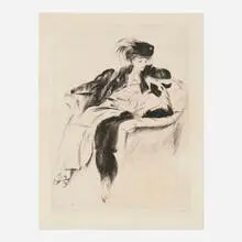 Jacques Villon, La femme au chien colley, 1905, drypoint on Arches
