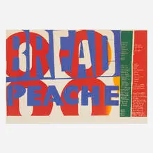 Corita Kent, peache bread, 1964, screenprint on paper