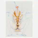 Salvador Dalí, Nude and Lobster (from the Dalí Illustre Casanova portfolio), 1967, etching with aquatint in colors on BFK Rives