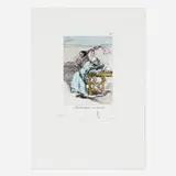 Salvador Dalí, Pedestal para un mundo (from the Les Caprices de Goya de Dalí portfolio), 1977, drypoint, etching and heliogravure in colors with stencil on BFK Rives