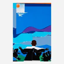 Romare Bearden, Martin Luther King, Jr. - Mountain Top, 1968, screenprint in colors on board
