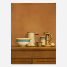 William H. Bailey, Still Life with Eggs, Candlestick and Bowl (from the America: The Third Century portfolio), 1976, collotype in colors