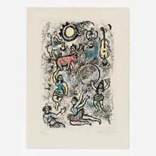 Marc Chagall, Les Saltimbanques, 1969, lithograph in colors on Arches