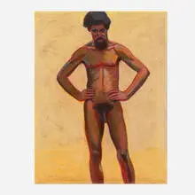 Vincent Arcilesi, Untitled (Male Nude), 1972, oil pastel on paper
