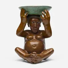 Roxanne Swentzell, Fruitful, patinated bronze