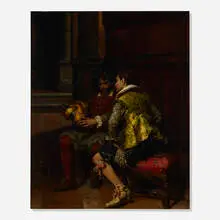 Cesare Auguste Detti, The Conversation, oil on panel