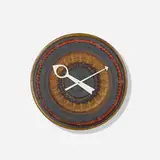 George Nelson & Associates, Meridian wall clock, c. 1965, glazed ceramic, lacquered aluminum, brass