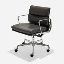 Charles and Ray Eames, Soft Pad Management chair, leather, aluminum, enameled steel