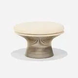 Warren Platner, Ottoman, model 1907, chrome-plated steel, upholstered cushion