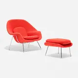 Eero Saarinen, Womb chair and ottoman, upholstery, enameled steel