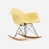 Charles and Ray Eames, Early RAR, 1950, molded fiberglass with rope edge, birch, enameled steel, rubber