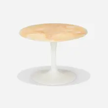 Eero Saarinen, Custom Tulip occasional table, lacquered aluminum, Honey onyx