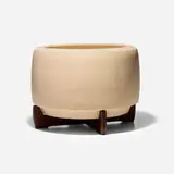 John Follis and Rex Goode, Planter, model CP-17, c. 1960, glazed stoneware, walnut