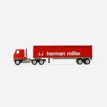 Winross, Herman Miller toy semi-truck with trailer, c. 1985, enameled steel and aluminum, plastic