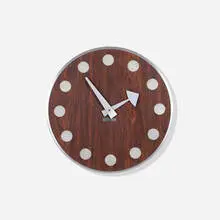 Arthur Umanoff, Meridian wall clock, model 7564, c. 1950, aluminum, rosewood