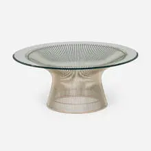 Warren Platner, Coffee table, chrome-plated steel, glass