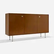 George Nelson & Associates, Thin Edge cabinet, 1955, walnut veneer, aluminum